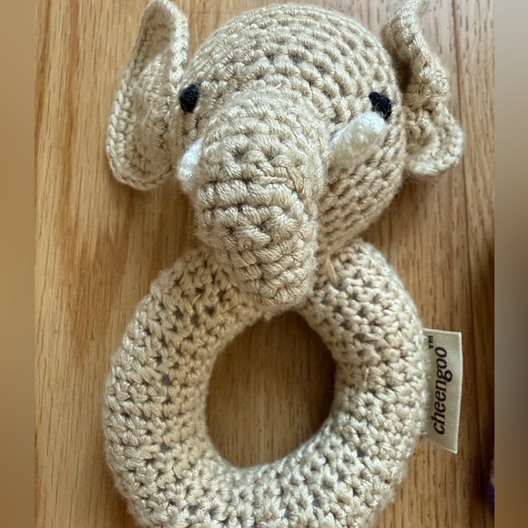 ✨ lot of 6 cheengoo knit animal rattle baby elephant, fox, bear, turtle, octopus - Picture 5 of 11
